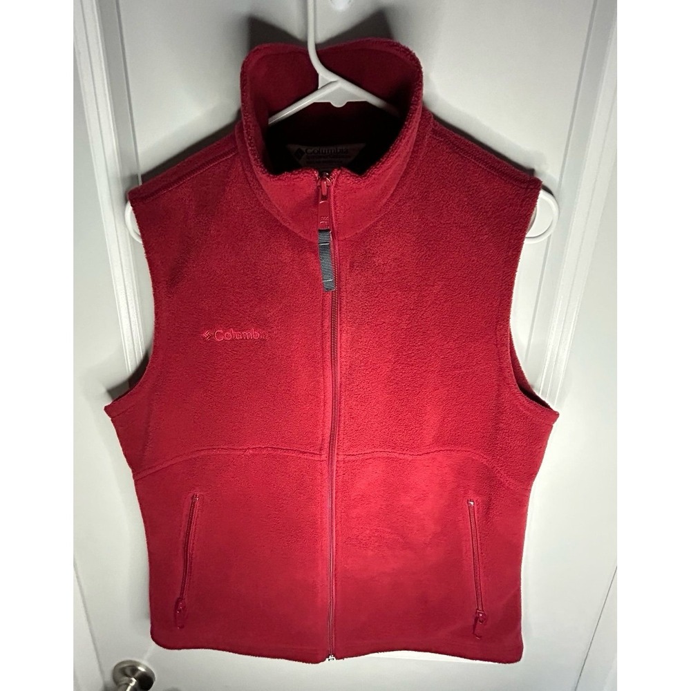 Vintage Y2k Columbia Red Fleece Full Zip‎ Vest